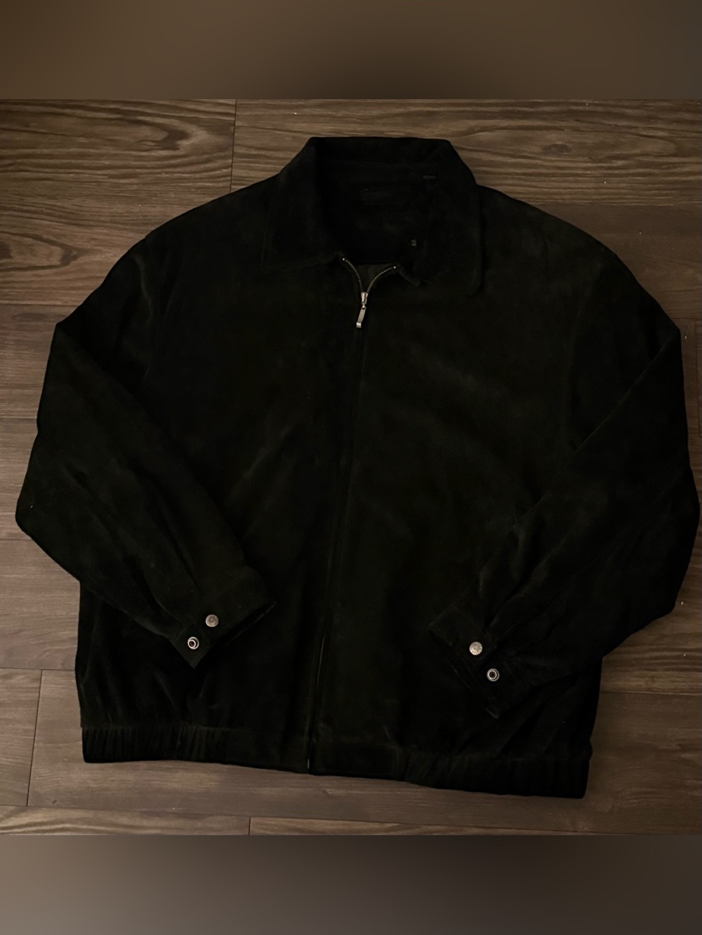 Men's Black Faux Suede Bomber Jacket - Classic Zip-Front